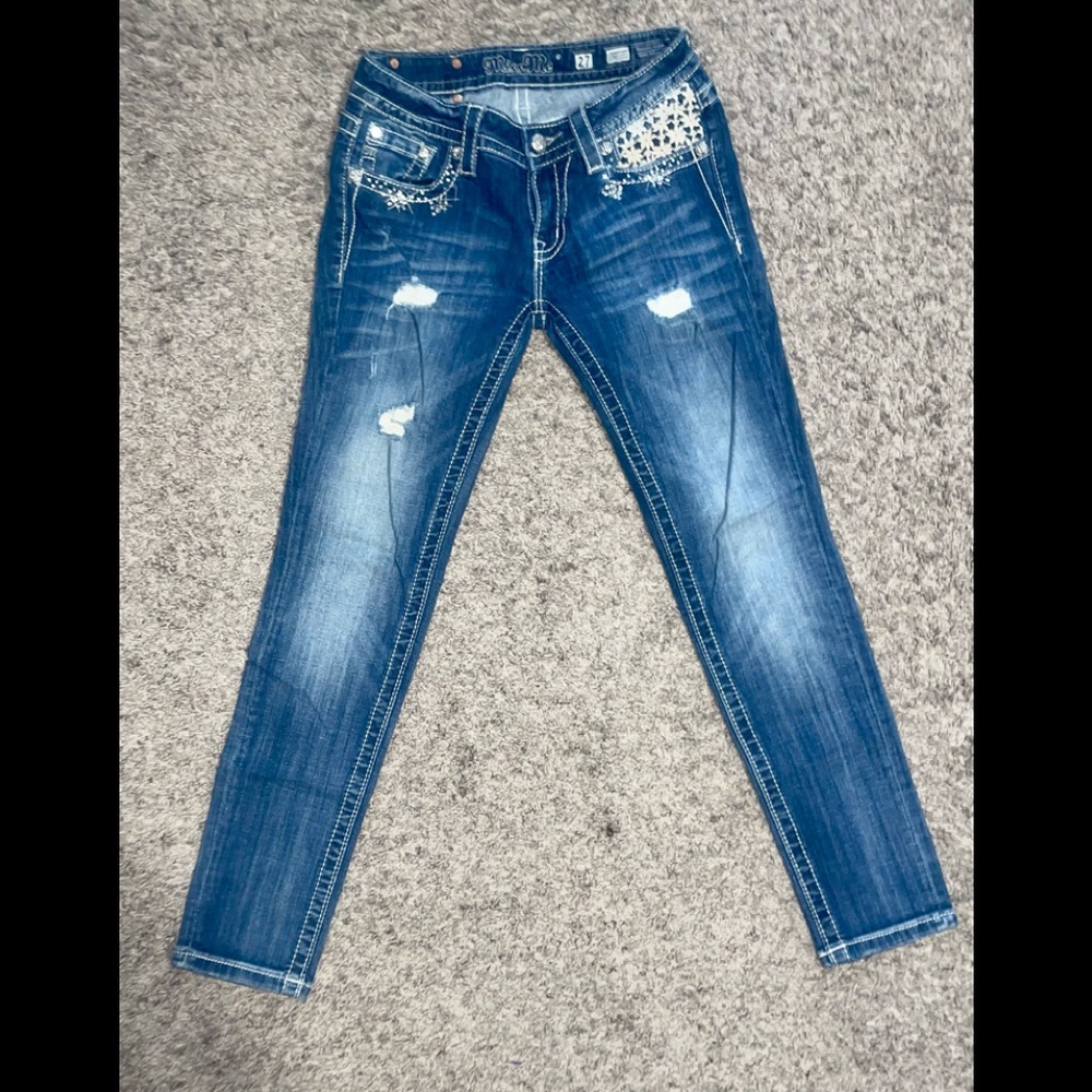 Miss Me Lace Pocket Skinny Jeans